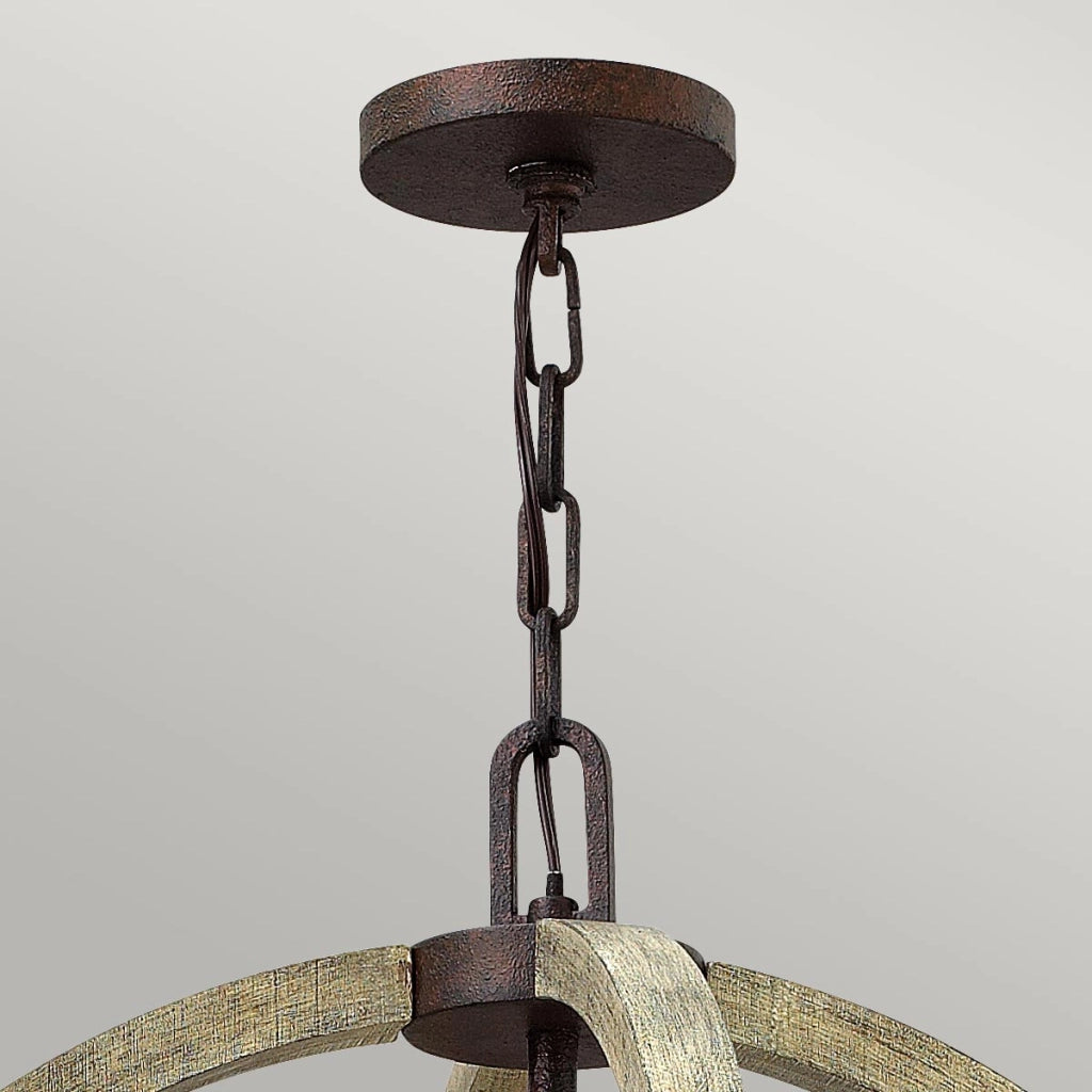 Lampadario Middlefield vintage legno 4xE14 Hinkley
