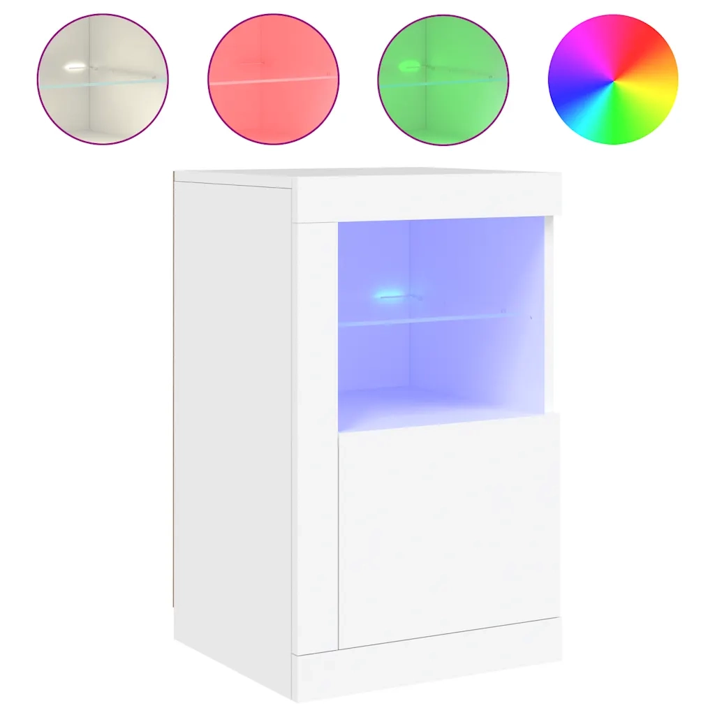 Mobiletto laterale dal design contemporaneo con illuminazione a LED 41 x 37 x 67 cm legno composito bianco 02_0049363