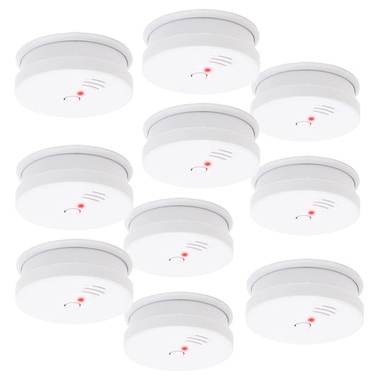 Rilevatore di fumo fotoelettrico con batteria 9V, 10 pz, Allarme Incendio 85dB, senza filo, DIN EN 14604