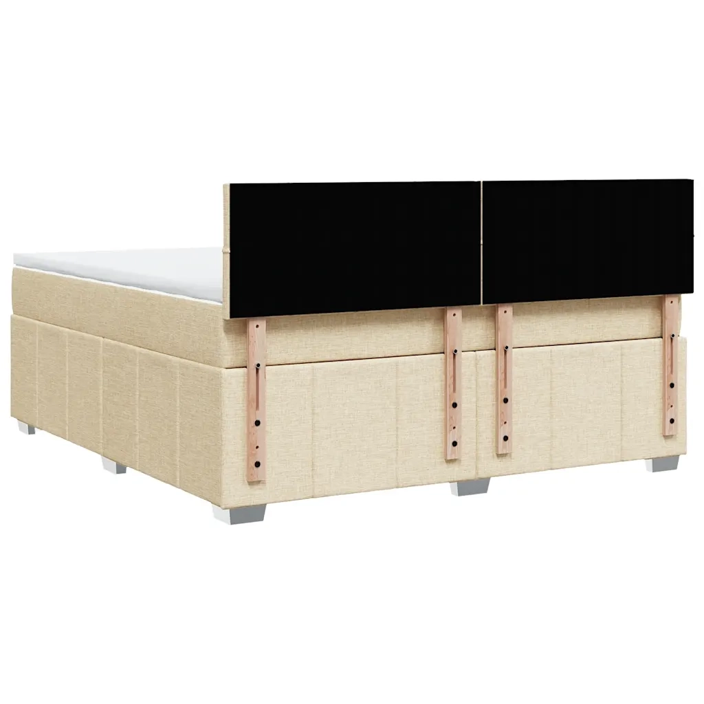vidaXL Giroletto a Molle con Materasso Crema 180x200 cm in Tessuto