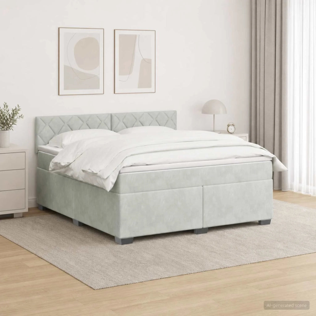 Letto con Box Spring, Materasso e LED Grigio Chiaro Velluto 3452180