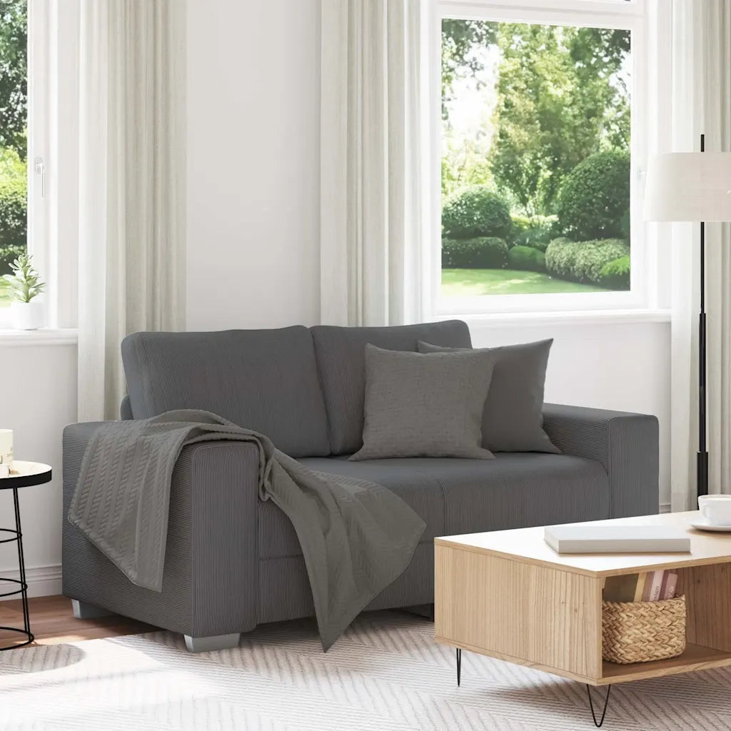 Divano Divanetto Grigio Scuro 160x77x82 cm Tessuto di Velluto a Coste 4105194