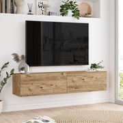 Mobile Porta TV Lapinlahti con 2 Ante a Ribalta Consolle da Parete 140 cm - Rovere Rustico [en.casa]