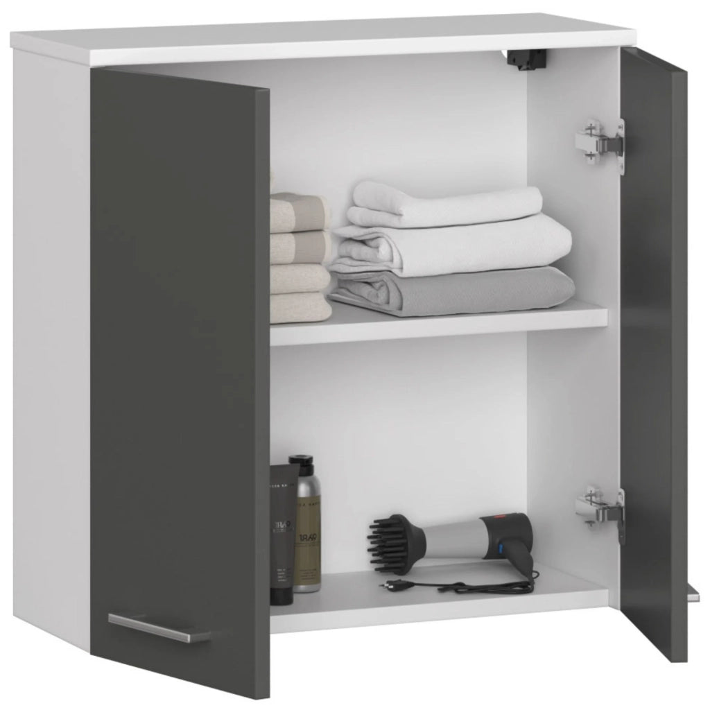 Mobile bagno sospeso AKORD FIN Bianca 60 cm 2 ante inserto frontale Grigio Grafite 60x22,5x60 cm