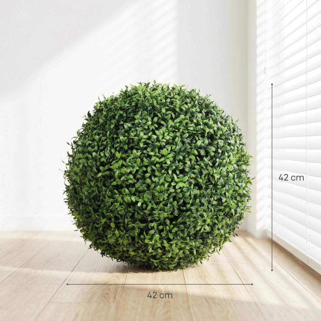 2 Palle Buxus Artificiali in Vaso ¨C zephmum ¨C Verde 42 cm