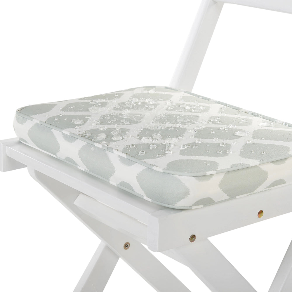 Set da bistrot 3 pezzi in legno massello di acacia bianco cuscini verde menta pieghevole a doghe design scandinavo moderno