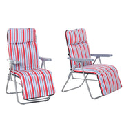 Set 2 Sedie a Sdraio con Cuscini Pieghevoli Regolabili ¨C Zephmum ¨C Rosso Poliestere Acciaio 60x75x65-102 cm