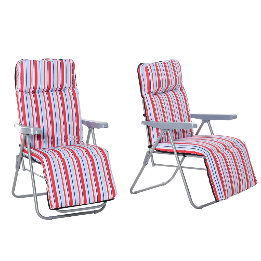 Set 2 Sedie a Sdraio con Cuscini Pieghevoli Regolabili ¨C Zephmum ¨C Rosso Poliestere Acciaio 60x75x65-102 cm