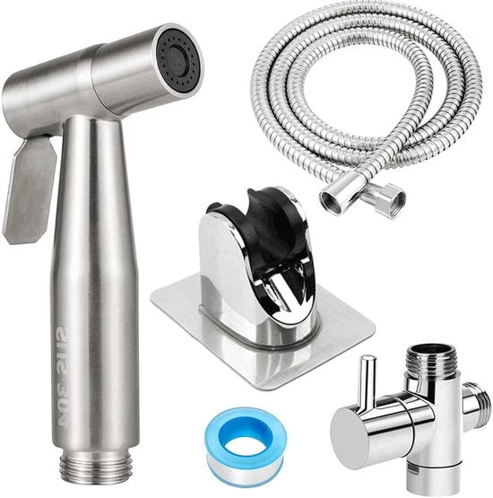 Kit di Bidet Portatile per Auto - Rvs Slang e Supporto - Per Igiene Personale