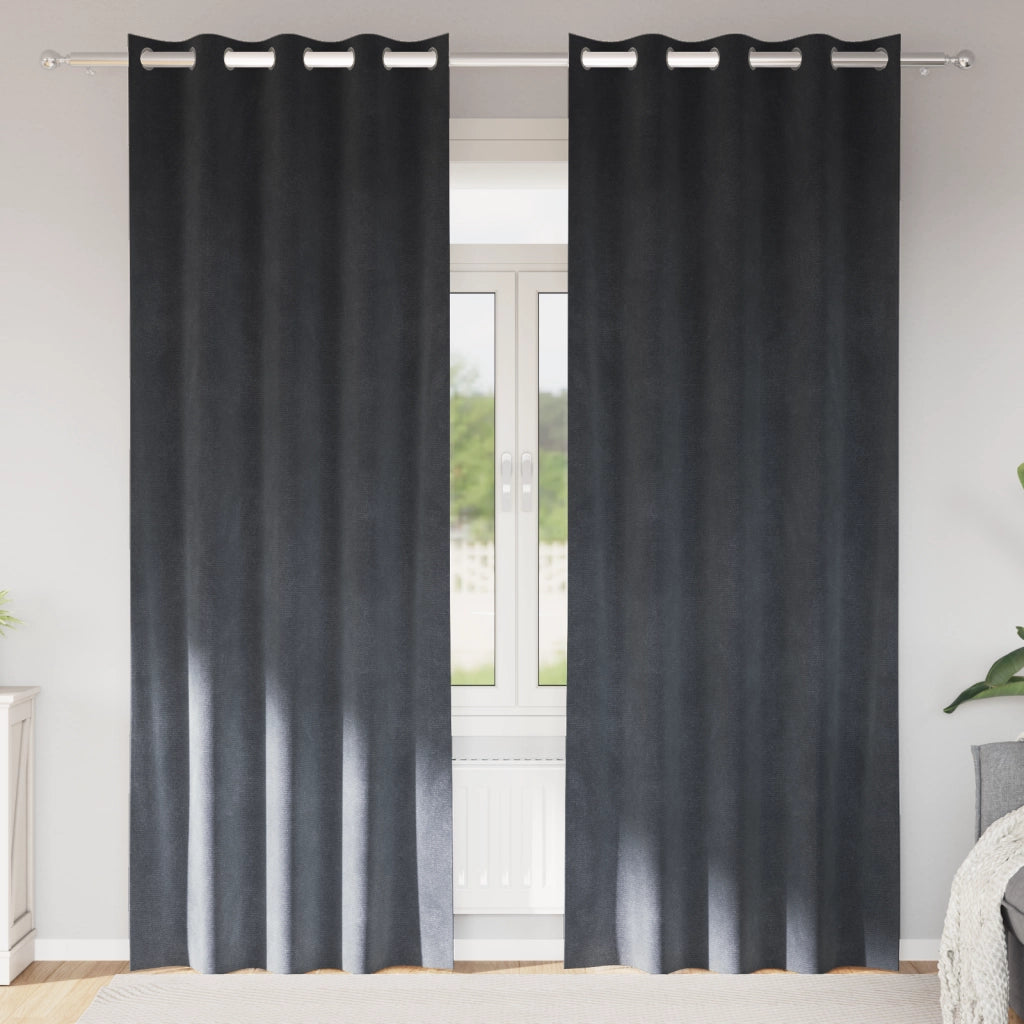 Tende oscuranti  con occhielli 2 pezzi in velluto grigio chiaro