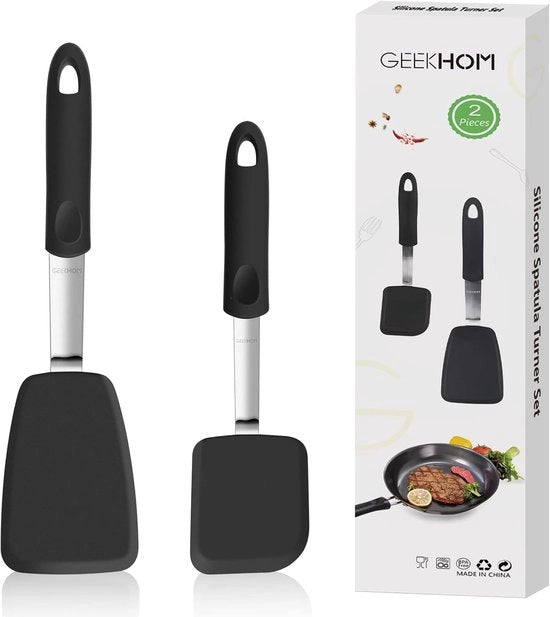 Spatel in silicone - pennello flessibile per padelle - resistente al calore - 1 pezzo - nero