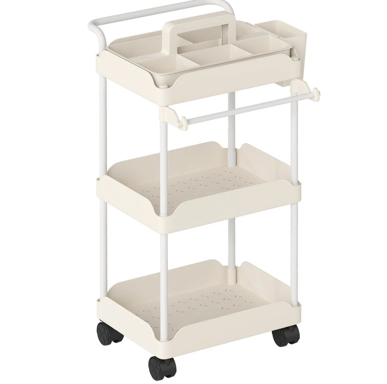 Carrello portatutto con 3 cestelli e portaasciugamani bianco
