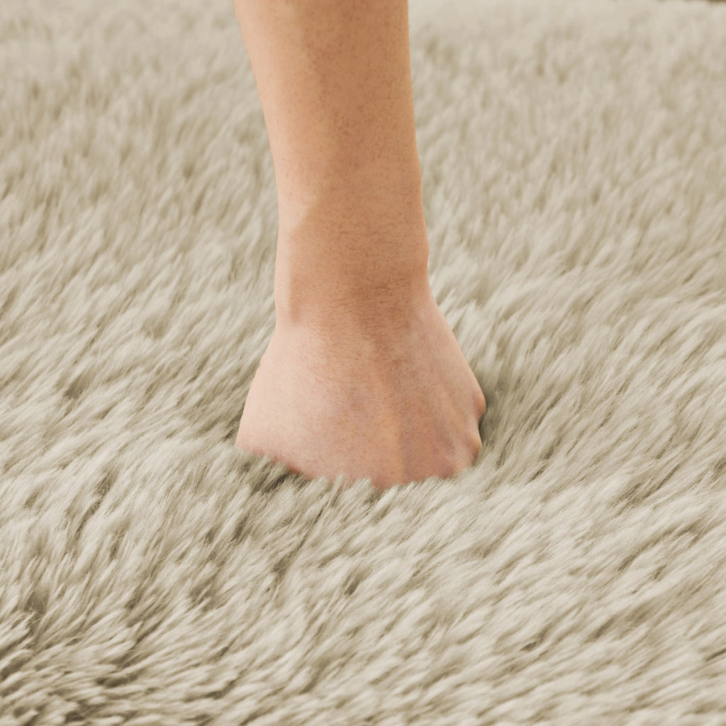 Divano modulare con base antiscivolo in peluche khaki chiaro