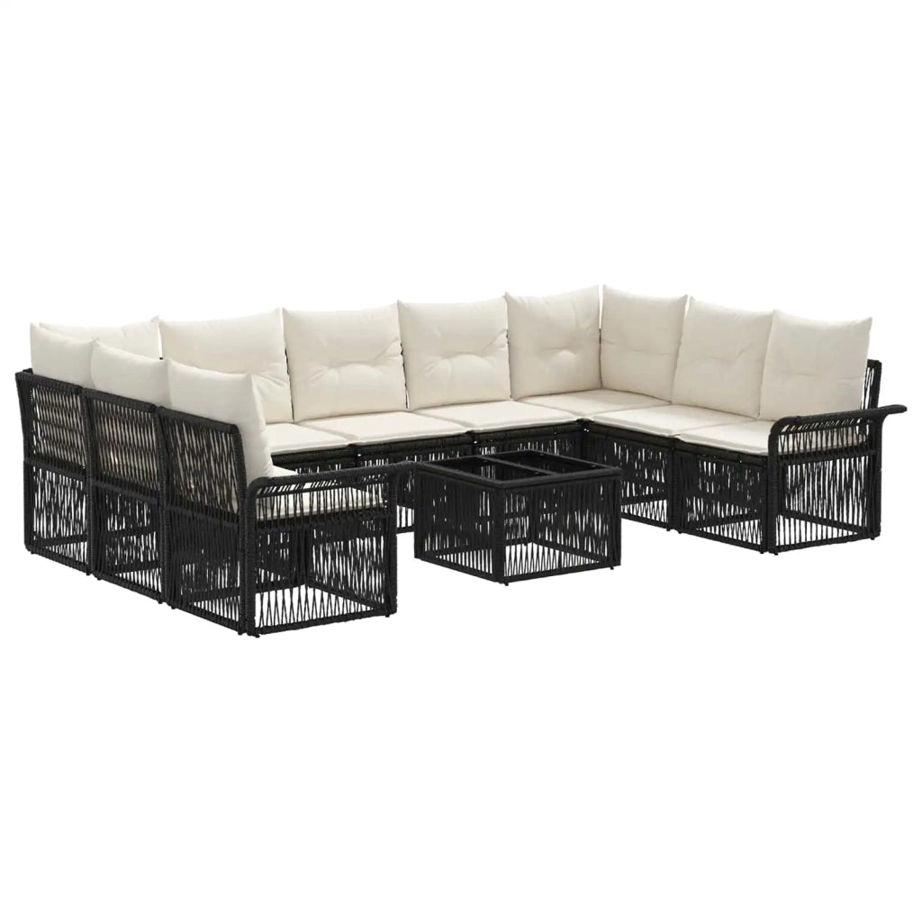Set Divano da Giardino 10 pcs Nero polyrattan