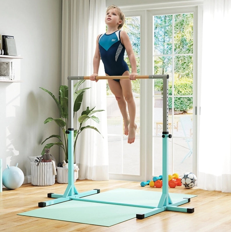 Sbarra ginnastica per bambini regolabile in altezza ciano