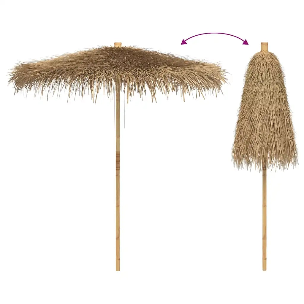 vidaXL Ombrello Tiki con Baldacchino a Foglia di Banana 240 cm Bambù