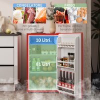 Frigorifero Piccolo 91L MonoPorta Reversibile con Congelatore e Temperatura Regolabile Rosso