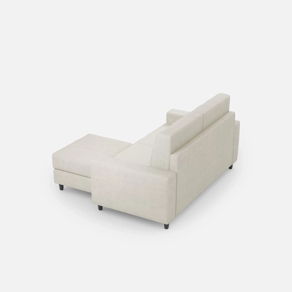 Divano sakar 2 posti (due sedute da 60cm) + pouf misure esterne l.148 p.155 | latte - Mobili 2G