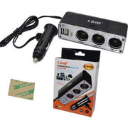 Trade Shop - Sdoppiatore Adattatore 3in1 Presa Accendisigari Per Auto + 2 Porte Usb 15w C-3a33 -