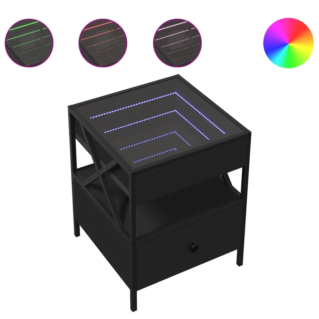 Tavolino da Salotto con LED Nero 40x40x30 cm