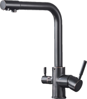 Felice | Rubinetto per acqua potabile a 3 vie premium nero opaco | Miscelatore da cucina ad osmosi in acciaio inossidabile | Filtra 3 connessioni