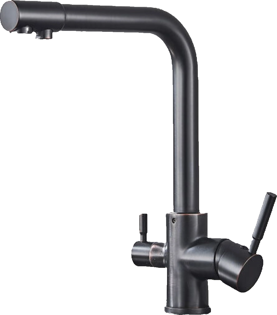 Felice | Rubinetto per acqua potabile a 3 vie premium nero opaco | Miscelatore da cucina ad osmosi in acciaio inossidabile | Filtra 3 connessioni
