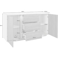 Credenza 2 Ante + 3 Cassetti 160x41,4x86 cm Bloom Bianco Lucido