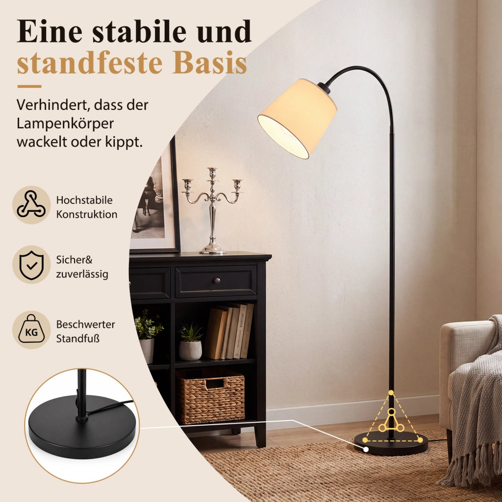 ZMH Lampada da Terra 160cm Paralume Beige Orientabile 360¡ã Interruttore a Pedale E27 Moderna per Guardaroba