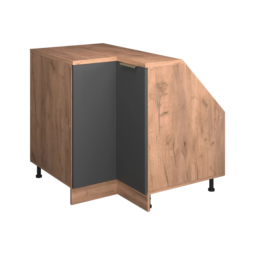 Mobile sottotetto Mobile angolare Rion Antracite-oro/Rovere dorato 75.6 x 83.8 cm con 1 porta, carcassa dell’armadio profondità 60 cm Vicco