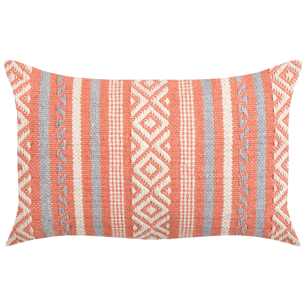 Set di 2 cuscini in cotone arancione bianco grigio 30 x 50 cm motivo geometrico nappe retrò boho