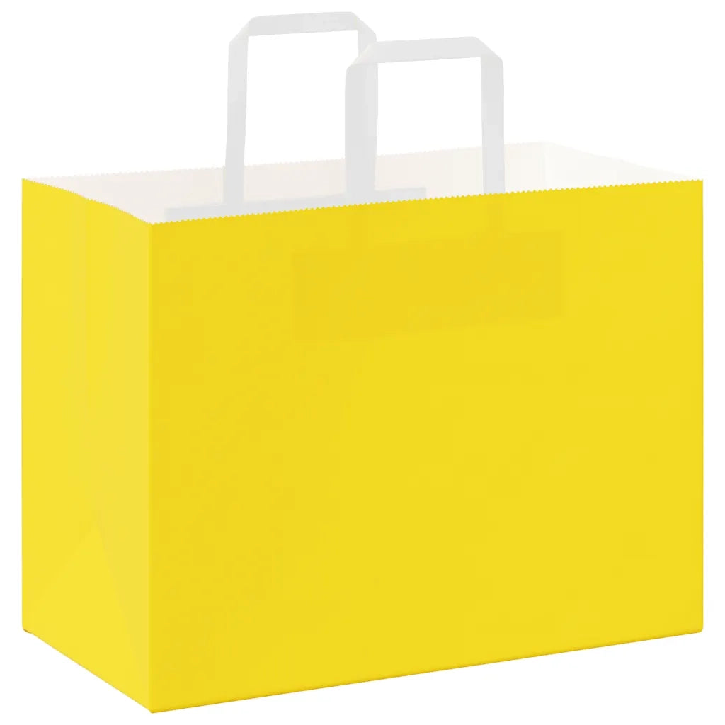 vidaXL Sacchetti di Carta 250 pz con Manici Gialli 32x17x25 cm