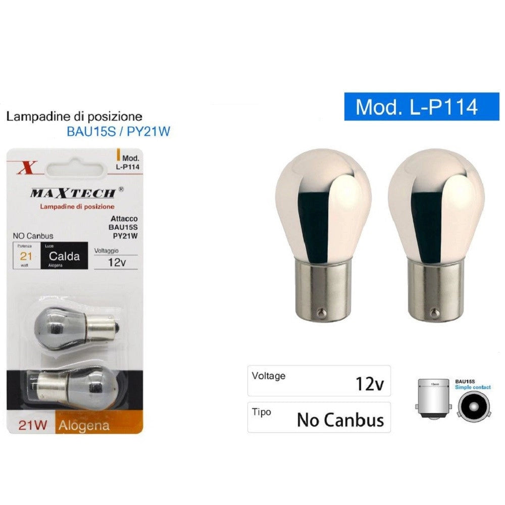 Trade Shop - Lampadine Di Posizione Auto Bau15s Py21w 12v Luce Calda Alogena No Canbus L-p114 -