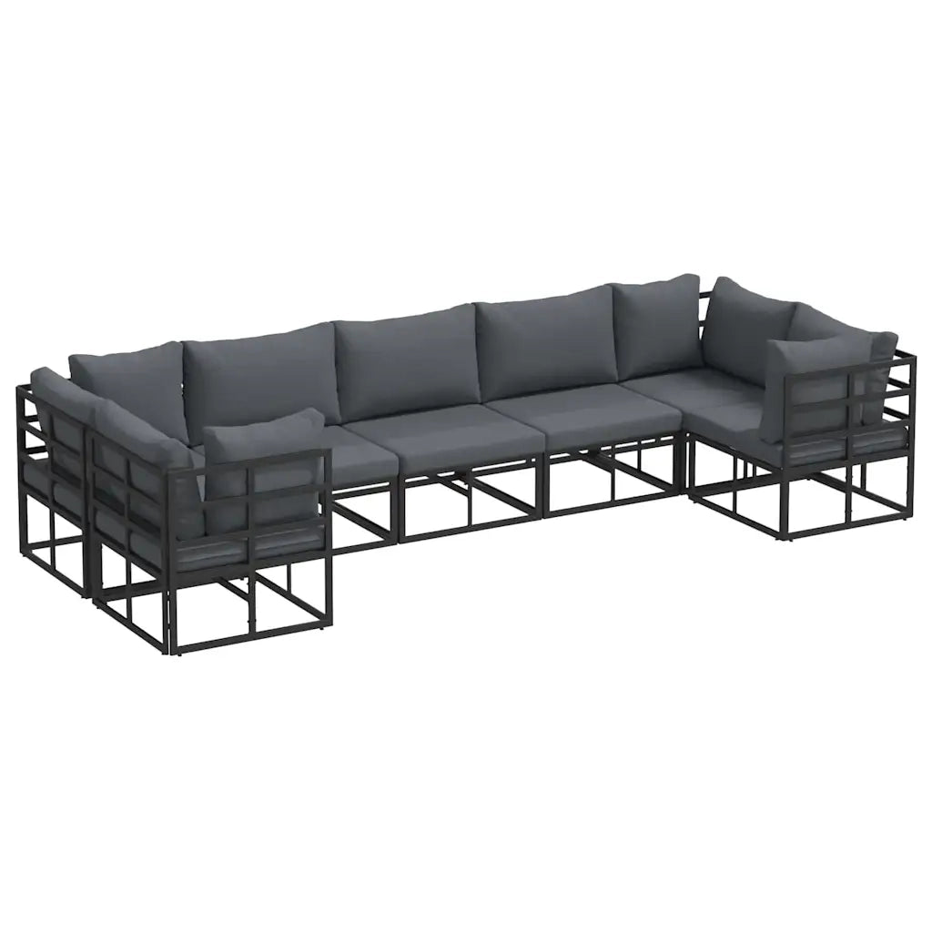 vidaXL Set Divano da Giardino 7 pcs Nero Alluminio