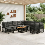 Set Divano da Giardino 12 pz Nero e Grigio scuro polyrattan 3437939