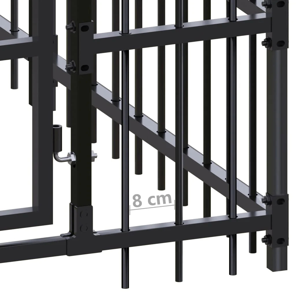 Cuccia/gabbia/recinto per cani da esterno acciaio 1,84 m² nero 02_0041776