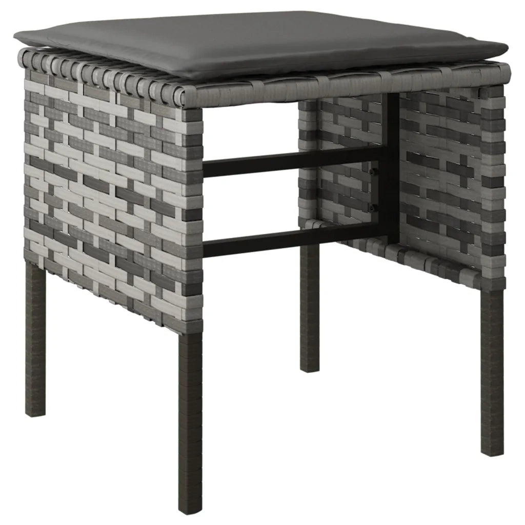 Poggiapiedi da Giardino con Cuscini 4 pz Grigio in Polyrattan CFW3952156