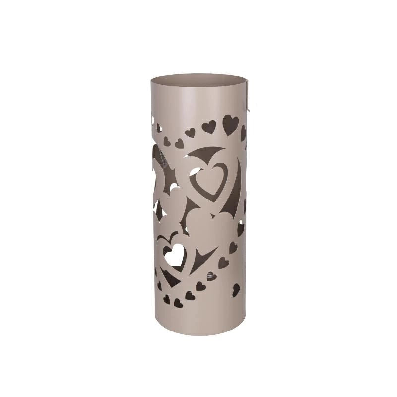 Portaombrelli in Metallo Tondo Cuore Tortora 55 cm
