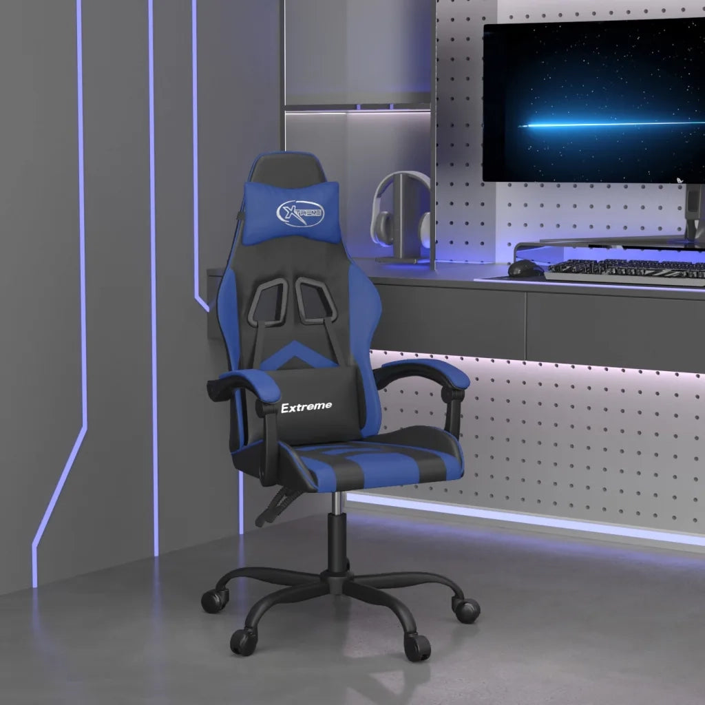 vidaXL Sedia da Gaming Nera e Blu in Similpelle