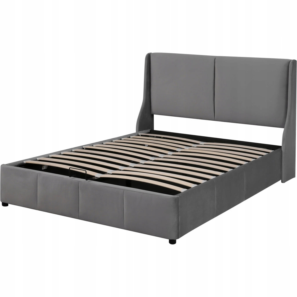 Letto 140x200 cm - Xylo - Con testiera, Idraulico, Grigio