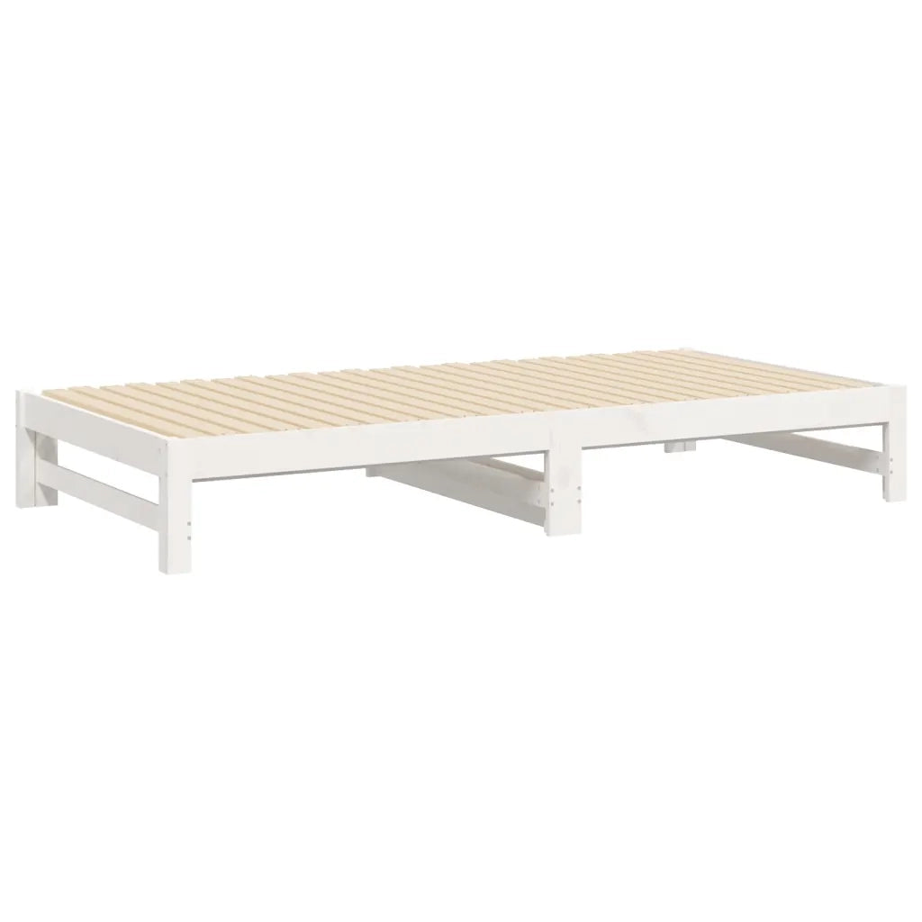 Dormeuse Estraibile Bianca 2x(100x200)cm Legno Massello di Pino 823400
