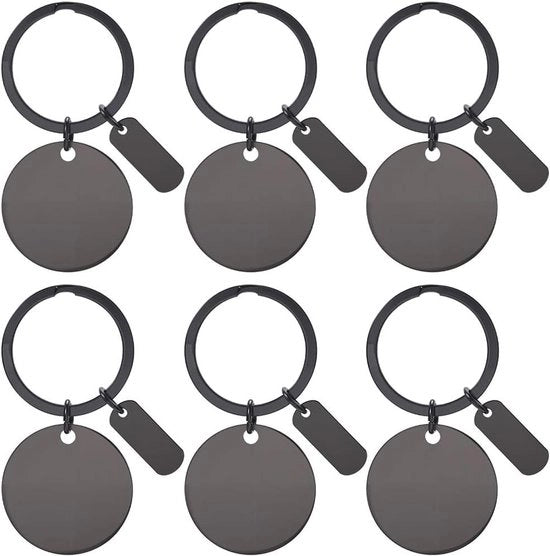 Set di 20 impugnature metalliche per chiavi - bianco e nero - gravabili - in acciaio inossidabile - per fai da te e regali - forme rotonde e rettangolari