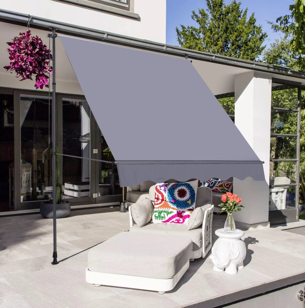 Tenda da balcone a bracci 200x150 cm regolabile in altezza e inclinazione; grigio scuro
