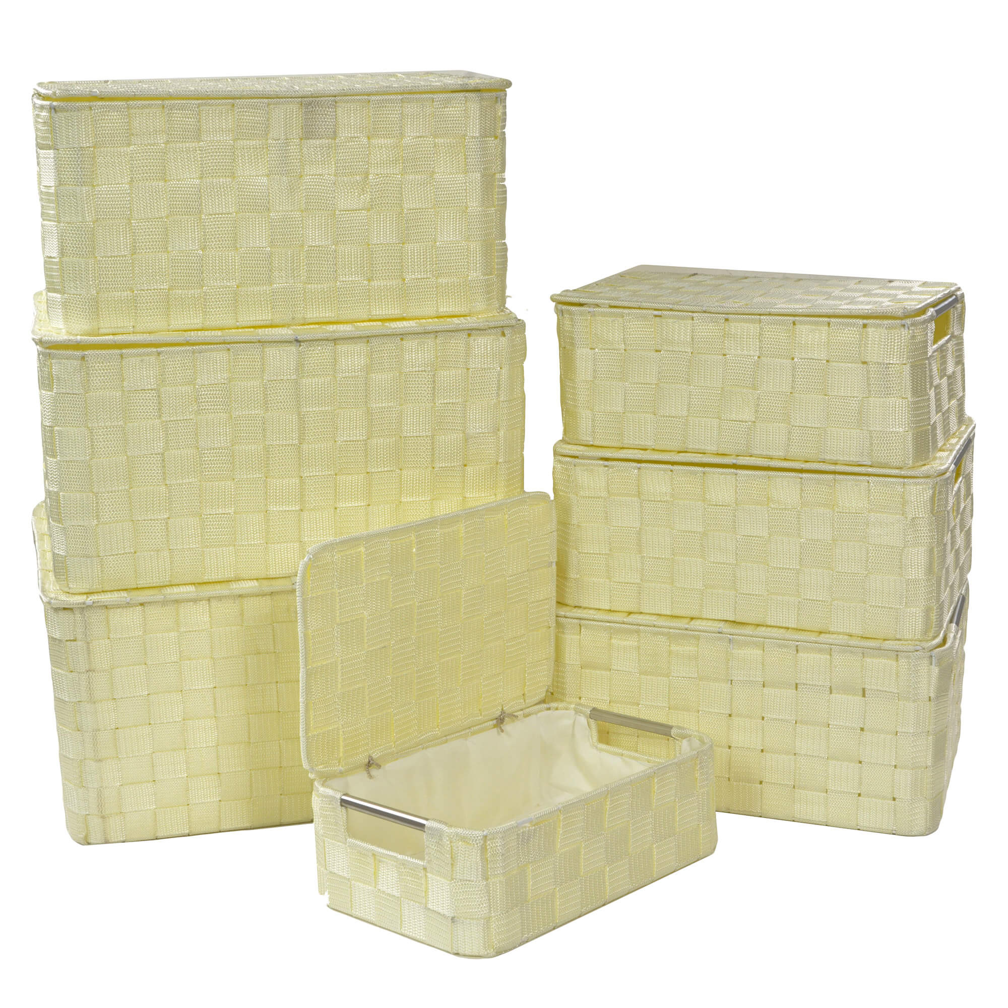 Set 7 Scatole in poliestere crema rettangolare