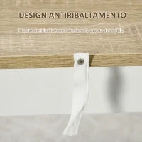 Tavolo da Bar con 3 Mensole e Barre Protettive, in Acciaio e Truciolato, 112x57x106 cm, Bianco