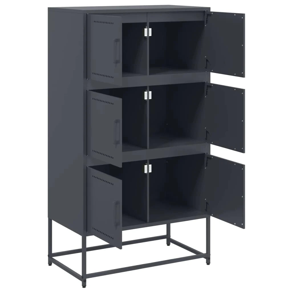 Buffet credenza cassettiera armadio mobile contenitore organizer per cucina soggiorno salotto 68,5 x 38,5 x 123,5 cm acciaio antracite 02_0029703