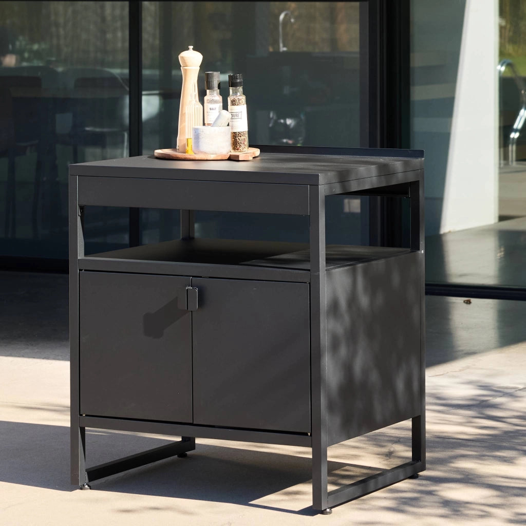 Cucina esterna in acciaio con 2 ante, 80cm, nero