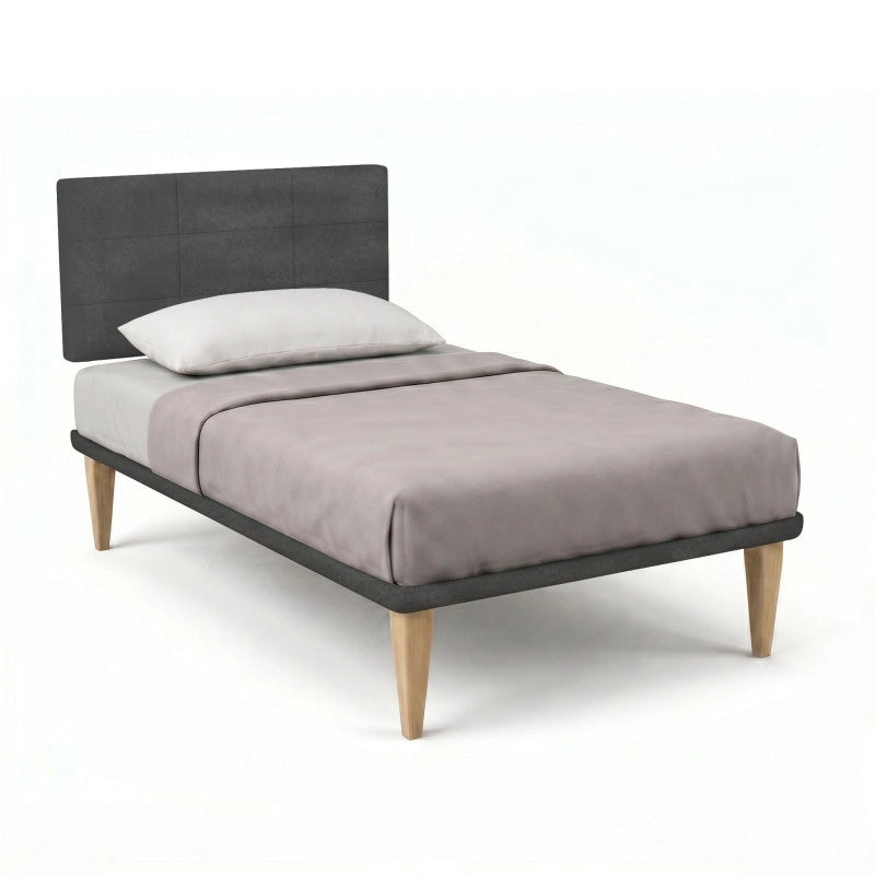Letto imbottito Piazza e mezzo 120x200 cm Square - Con rete,Microfibra,Grigio