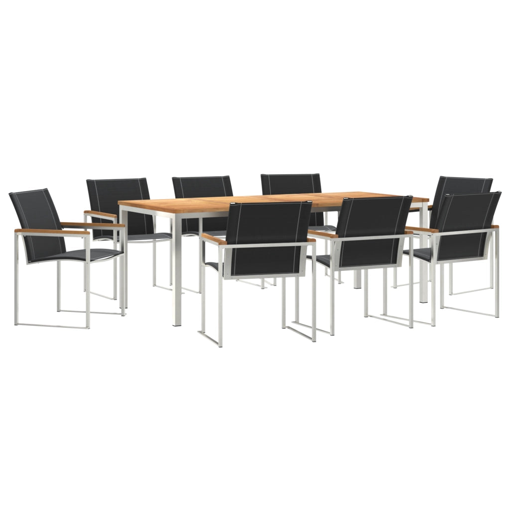 Set pranzo giardino  9 pezzi in legno massello di acacia