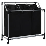 Cesto portabiancheria 96 x 40 cm con 3 sacchi acciaio nero 02_0006120