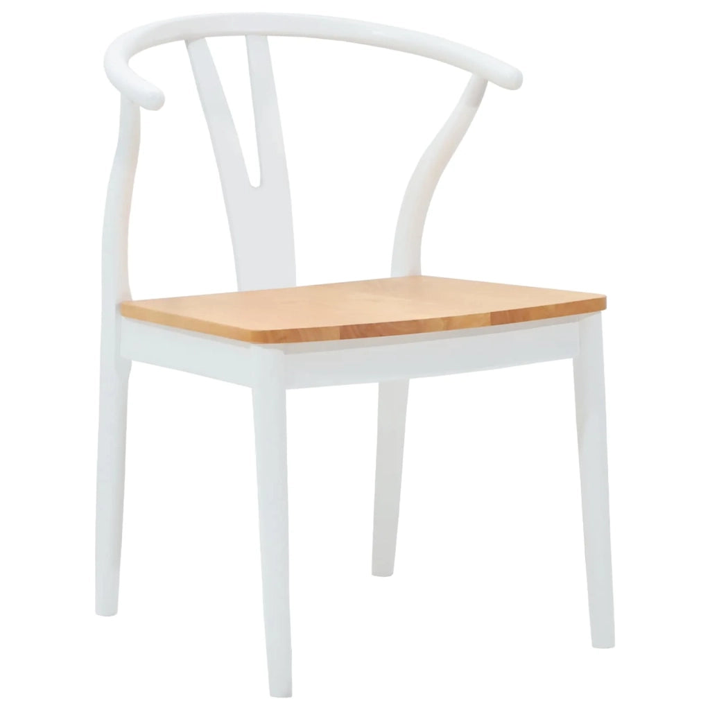 Sedia da pranzo 2 pcs Bianco e Naturale Legno di gomma solido